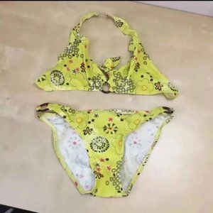 Yellow Floral Print Bikini Swimsuit NWOT